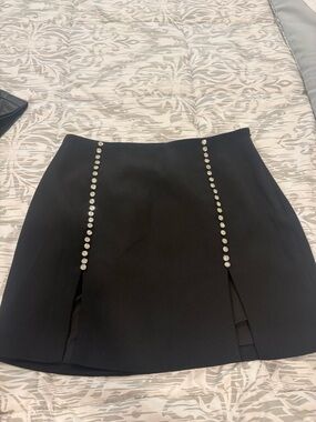 Black Mini Skirt with Rhinestone Detailing